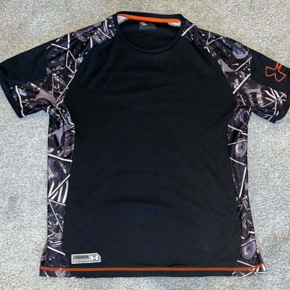 Under Armour Combine Training mechanics mechanical black print T-shirt XL rare